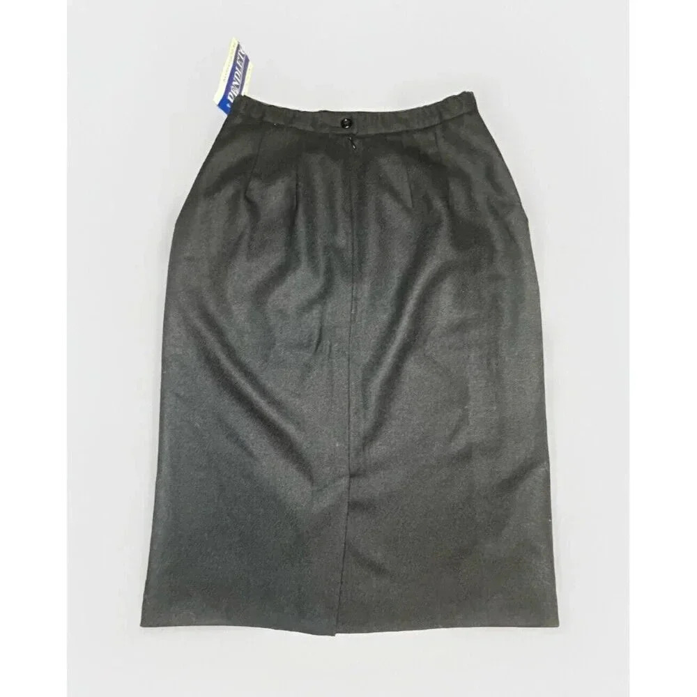 NWT Vintage Pendleton 100% Virgin Wool Midi Pencil Skirt Black Lined USA size 6